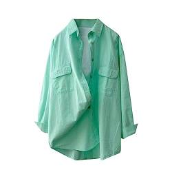 Karierte Bluse Damen Oversize Langarm Shirt Lang Knopfleiste Hemd Lose Frühling Sommershirt Blusenshirt Oberteile Tunika Große Größen Tops T-Shirts & Blusen für Frauen Übergröße Longbluse von Saymany