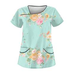 Kasack Damen Berufskleidung Krankenschwester Kleidung Kassaks Frauen Kasaks Altenpflege Damen Kassaks Frauen Pflege Arbeitsmantel Damen Kasacks Damen Pflege Kasacks Damen Pflege(6-Mint Green,S) von Saymany