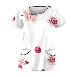 Saymany Kasack Damen Berufskleidung Pflege Frauen Krankenpfleger Kleidung Kasacks Damen Pflege Kleidung Mit Motiv Kasack Berufsbekleidung Kasaks Altenpflege Damen Nurse Uniform Women(5-White,S) von Saymany