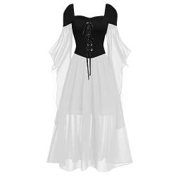 Saymany Vintage Kleider Damen Halloween Kostüme Damen Wikinger Kostüm Damen Gothic Kleid Piratenkostüm Damen Gothic Kleidung Damen Kleid Festlich Damen Vintage Kleid Medieval Dress（2-Black,XXL von Saymany