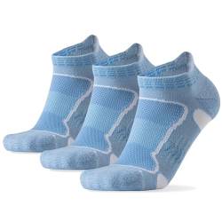 Saztins 3 Paar Merino Sneaker Socken Herren Damen Sportsocken Laufsocken Atmungsaktiv Gepolsterte Kurze Halbsocken (DE/NL/SE/PL, Numerisch, 43, 47, Regular, Regular, Blau) von Saztins