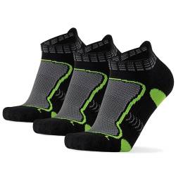 Saztins 3 Paar Merino Sneaker Socken Herren Damen Sportsocken Laufsocken Atmungsaktiv Gepolsterte Kurze Halbsocken (DE/NL/SE/PL, Numerisch, 43, 47, Regular, Regular, Schwarz) von Saztins