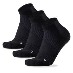 Saztins 3 Paar Socken Herren Damen Baumwolle Laufsocken Wandersocken Crew Sportsocken Gepolstert Trekkingsocken Cushioned Training Socken (DE/NL/SE/PL, Numerisch, 39, 42, Regular, Regular, Schwarz) von Saztins