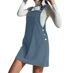 Neues, lockeres, ärmelloses Trägerkleid festem Cord für Damen, solides Unterkleid Sommer Kurzes Kleid (Blue, S) von Sbyhbhyds