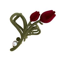 Elegante Samt Tulpe Griff Clip Weibliche Mode Hai Haar Clip Clip Haar Zubehör Pferdeschwanz Damen Hai K8R3 Kopfschmuck Klaue Clip von Sbyzm