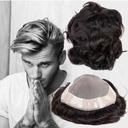 Toupee for Men, Fine Mono Lace Base Hair System Human Hair Replacement Hair Piece (8" by 6",2# Dark Brown) von ScAua