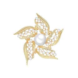 Scalewbin Art- und Weiseimitations-Perlen-Blumen-Broschen für Frauen, die Brautfest-Runde Blumenstrauß-Brosche Wedding Sind von Scalewbin