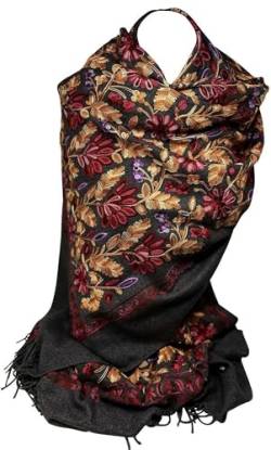 Kaschmir fühlen sich voll bestickt handgemachten Winter Wolle Mix Schal | Pashmina Style | Großer warmer Wickel für Frauen | Dicker Schal (Grau) von Scarf Shack