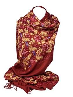 Kaschmir fühlen sich voll bestickt handgemachten Winter Wolle Mix Schal | Pashmina Style | Großer warmer Wickel für Frauen | Dicker Schal (rot) von Scarf Shack