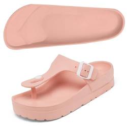 Frauen Verstellbare Schnallen Plateau Sandalen Damen Casual Sandalen mit Fußgewölbeunterstützung Sommer EVA Sandalen für drinnen und draußen, 9916 Pink, 39 EU von Scecocrs