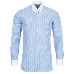 Schaeffer Hemd Modern Cut Streifen hellblau Piccadilly Kragen/Pin Collar weiß, Größe: M von Schaeffer