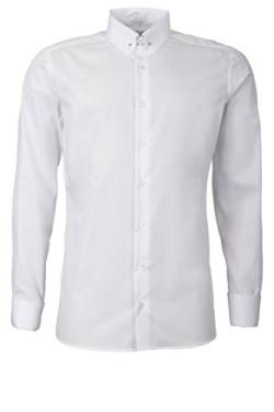Schaeffer Hemd Regular Cut Uni weiß Piccadilly Kragen/Pin Collar von Schaeffer