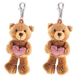 Schaffer 235 Plüsch Schlüsselanhänger Teddy mit Herz Braun, 8-12 cm (Packung mit 2) von Schaffer Knuddel mich!