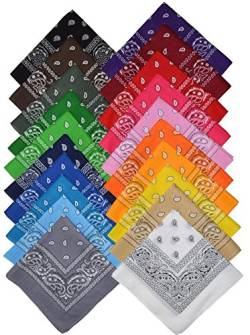 Bandana Halstuch Biker 1er 3er 6er 12er Pack Nikki Tuch Schal Paisley Kopftuch 100% Baumwolle 25 Farben (3er, Gemischt mit unserer Auswahl) von Schals & Tücher