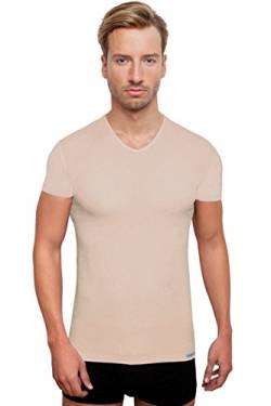 unsichtbares Kurzarm Unterzieh-Shirt V-Neck, Herrenunterhemd, Hautfarben, Größe L von Schaufenberger
