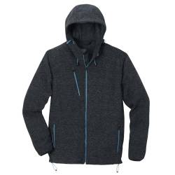 Scheibler Strick-Fleecejacke Herren - Arbeitskleidung Männer mit Kapuze - Workwear Herren Strickjacke mit Reissverschluss - Outdoor Fleecejacken für Herren- Grau/Schwarz-Meliert von Scheibler