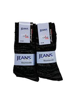 Jeans Socken 100% Baumwolle 8 Paar Herren & Damen Jeanssocken atmungsaktiv (Schwarz-Melange, 43-46) von Schenk