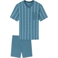 SCHIESSER Comfort Nightwear Schlafanzug kurz, 2-teilig, für Herren, türkis, 56 von Schiesser