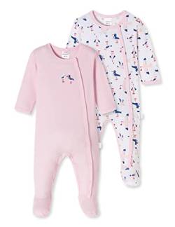 Schiesser Baby-Mädchen 2PACK Anzug mit Fuß Kleinkind-Schlafanzüge, rosa weiß Bedruckt, 56 von Schiesser