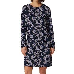 Schiesser Damen Langarm Baumwolle Modal Sleepshirt Bigshirt-Nightwear Nachthemd, dunkelblau floral, 36 von Schiesser