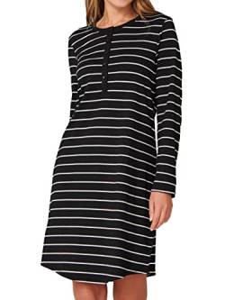 Schiesser Damen Langarm Baumwolle Modal mit Knopfleiste-Nightwear Nachthemd, schwarz_161068, 36 von Schiesser