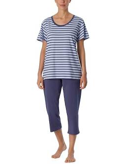 Schiesser Damen Schlafanzug 3/4, 1/2 Arm Pyjamaset, blau gestreift, 38 von Schiesser