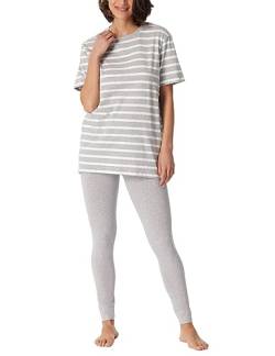 Schiesser Damen Schlafanzug Kurzarm und Lange Hose-Baumwolle Essential Pyjamaset, grau Melange, 46 von Schiesser