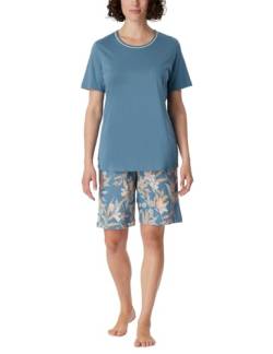 Schiesser Damen Schlafanzug Set kurz Baumwolle Modal-Nightwear Pyjamaset, blaugrau_181235, 40 von Schiesser