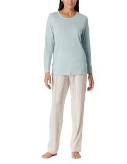 Schiesser Damen Schlafanzug Set lang Baumwolle Modal-Nightwear Pyjamaset, Bluebird_181237, 50 von Schiesser