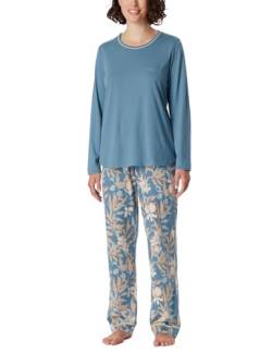 Schiesser Damen Schlafanzug Set lang Baumwolle Modal-Nightwear Pyjamaset, blaugrau_181237, 36 von Schiesser