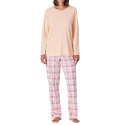 Schiesser Damen Schlafanzug lang Baumwolle-Comfort Essentials Pyjamaset, Peach Whip_181250, 52 von Schiesser