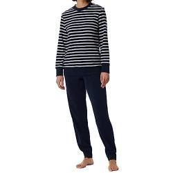 Schiesser Damen Schlafanzug lang Frottee warm kuschelig wohlfühlen-Nightwear Pyjamaset, Nachtblau_180116, 38 von Schiesser