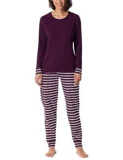 Schiesser Damen Schlafanzug lang mit Bündchen Baumwolle-Nightwear Pyjamaset, Pflaume_180114, 46 von Schiesser