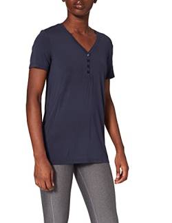 Schiesser Damen Schlafshirt Kurzarm Modal mit Knopfleiste-Mix + Relax Pyjamaoberteil, blau_175476, 34 von Schiesser