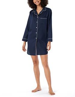 Schiesser Damen Sleepshirt 1/1 Nachthemd, dunkelblau weißes Piping, 38 von Schiesser