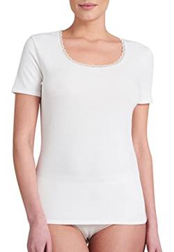 Schiesser Damen T-Shirt Feinripp Unterwäsche, cremefarben, 42 von Schiesser