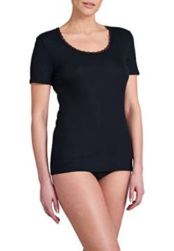 Schiesser Damen T-Shirt Feinripp Unterwäsche, schwarz, 38 von Schiesser