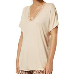 Schiesser Damen T-Shirt Pyjamaoberteil, beige, 36 von Schiesser