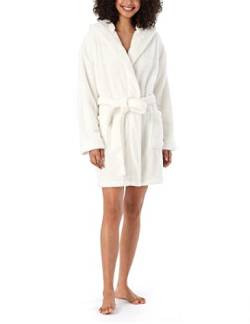 Schiesser Damen kuschelig und warm mit Kapuze-Teddy Fleece Bademantel, Off-White_178419, M von Schiesser