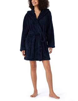 Schiesser Damen kuschelig und warm mit Kapuze-Teddy Fleece Bademantel, dunkelblau_178419, XL von Schiesser