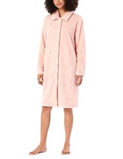 Schiesser Damen kuschelig und warm mit Knöpfen-Teddy Fleece Bademantel, rosé_178417, L von Schiesser