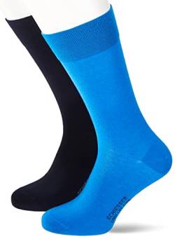 Schiesser Herren 2 Pack Herrensocken Klassische Socken, blau, 39/42 von Schiesser