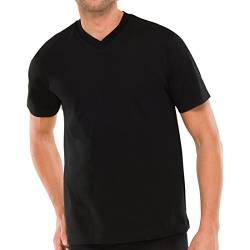 Schiesser Herren American T- Shirts mit V-Ausschnitt, 2er - Pack (M / (5), schwarz) von Schiesser