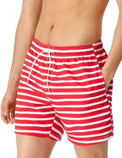 Schiesser Herren Badeshorts Badehose, Rot Gestreift, XL EU von Schiesser