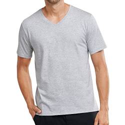 Schiesser Herren Mix & Relax T-shirt V-ausschnitt Pyjamaoberteil, Grau (Grau-mel. 202), 52 von Schiesser