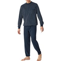 Schiesser Herren Pyjama blau Jersey-Baumwolle gestreift von Schiesser