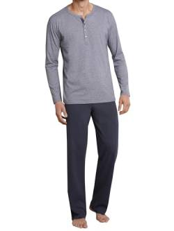 Schiesser Herren Schlafanzug Lang Mit Knopfleiste - Nightwear Pyjamaset, Anthrazit_159630, 60 Große Größen EU von Schiesser