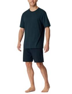 Schiesser Herren Schlafanzug kurz Rundhals-Nightwear Set Pyjamaset, Nachtblau_181155, 56 von Schiesser