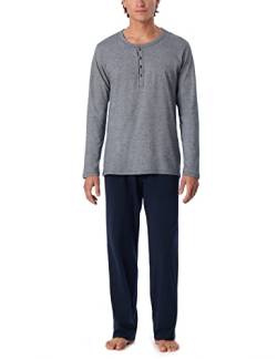 Schiesser Herren Schlafanzug lang Pyjamaset, Blau 800, 52 von Schiesser