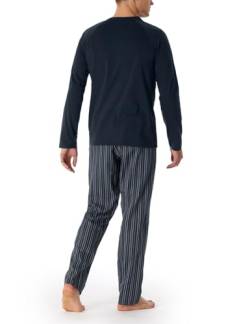 Schiesser Herren Schlafanzug lang mit Webhose und mercerizisierter Baumwolle und Knopfleiste-Premium Pyjamaset, Nachtblau, 48 von Schiesser